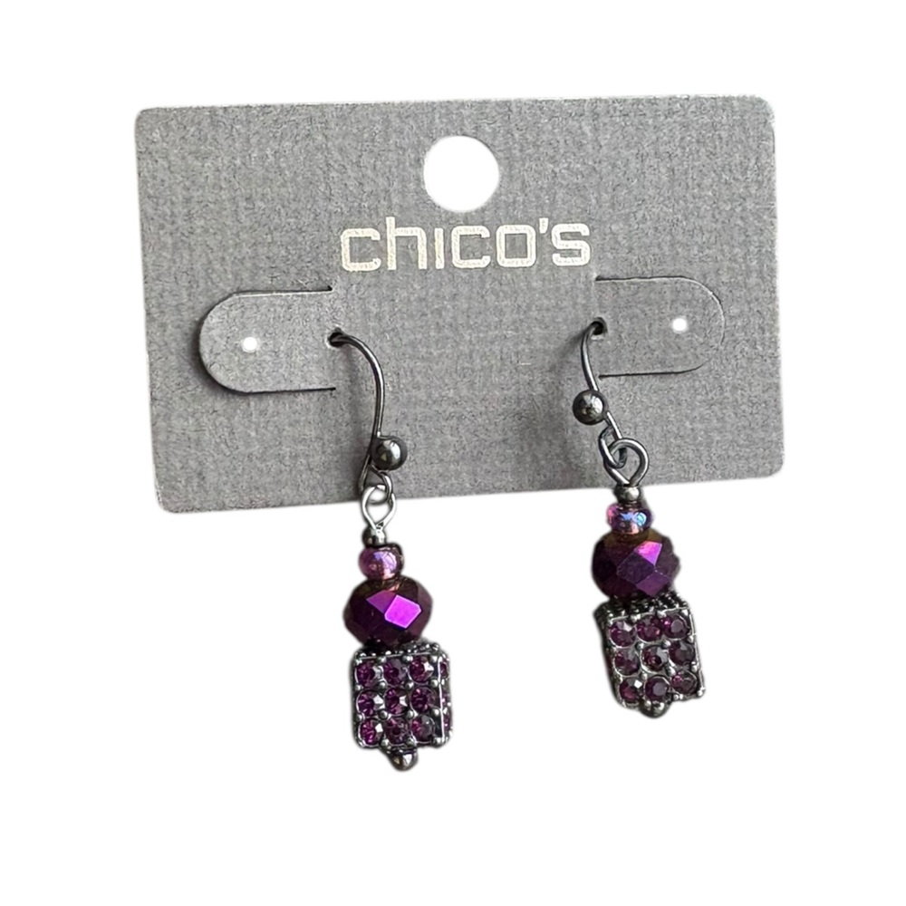 Chico's Purple Beaded Drop Earrings